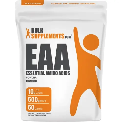 BulkSupplements - EAA Essential Amino Acids Powder - Digestive Support - Metabolism - 500g - 10g per Serving