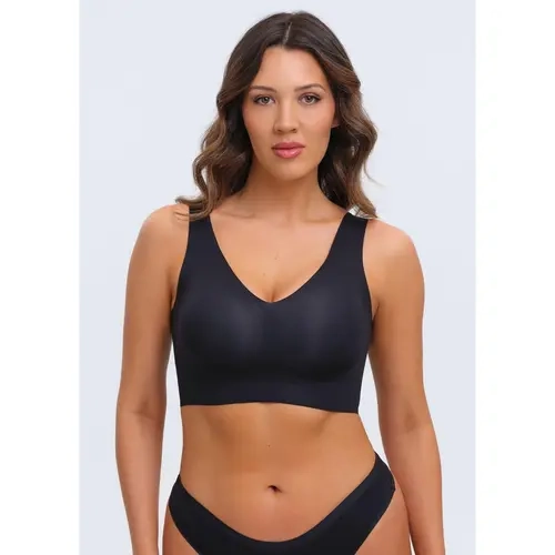 Women's Seamless Adjustable Wireless V-Neck Tank Bra - Back Eraser, Basic, Minimalist, Compression, Smooth Fit, Easy Wear, Comfortable Everyday Underwear