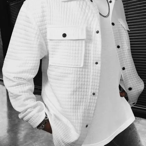Men's Classic Solid Button Front Collared Drop Shoulder Long Sleeve Long Cardigan Jacket, Casual Loose Fit Pocket Coat for Fall & Winter, Men's Daily Wear Outerwear Menswear Clothes Collared Coats