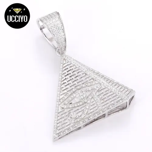 UCCIYO S925 Sterling Silver Pyramid Eye Of Horus Fashion Pendant - Iced Out D-Color Synthetic Moissanite Charm, Unisex Hip Hop Casual Daily Necklace (#P271) by Guangzhou Qunpeng Jewelry Co., Ltd.