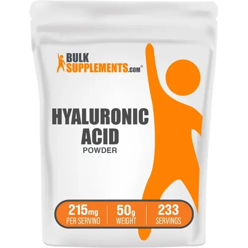 BulkSupplements Pure HA Sodium Hyaluronate Dietary Supplement Powder - Collagen, Anti-Aging, Skin Care & Selfcare Aid, 50g, 215mg per Serving, Gluten-Free, No Extra Additives