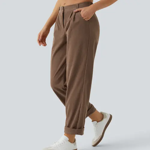 Halara Flex Mid Rise Zipper Pocket Corduroy Casual Pants