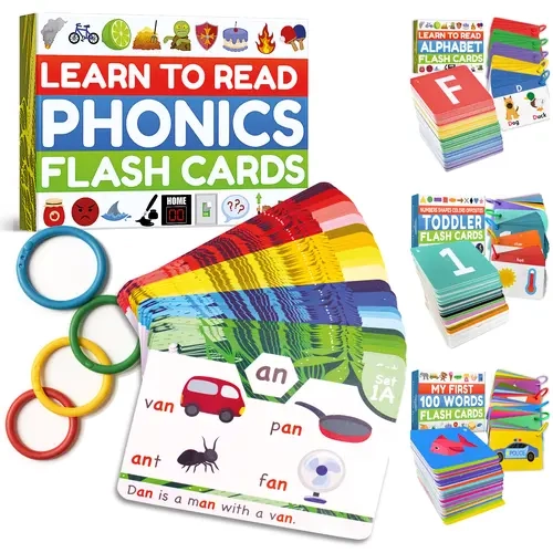 Bambino Tree Phonics Flash Cards - Learn to Read Phonics with Color Coded Levels - Educational Flashcards covers Letter Sounds, Digraphs, CVC Blends, Long Vowel Sounds and more for ages 4-8