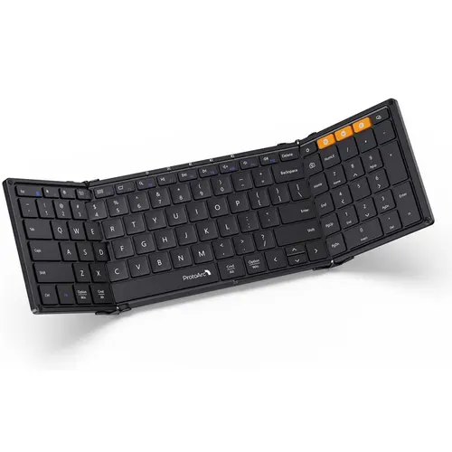 ProtoArc XK01 Multifunctional Foldable Wireless USB-C Computer Keyboard - Tri-Fold, Compact Design, Full-Size Typing with Number Pad, 150-Day Standby Battery, Portable for Business Travelers, Multi-Device Compatible with Windows, iOS, Android