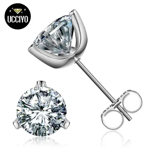 UCCIYO Lab-created moissanite Earrings For Women S925 Sterling Silver Stud Earring Men Hip Hop Jewelry Couple Gift summerwins【#E50】