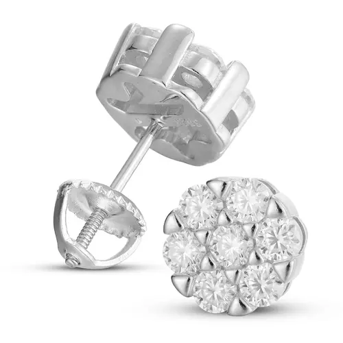 UCCIYO E8 925 Sterling Silver Stud Earrings - 10mm Round D Color VVS1 Grade Synthetic Moissanite, Shining Versatile Wedding Earrings for Adults, Luxury Party Anniversary Gift【#E8】