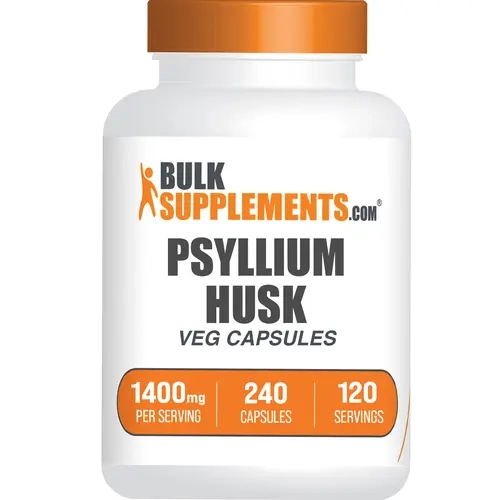 BulkSupplements Psyllium Husk Capsules - 240 Capsules, 1400mg per Serving, High-Quality Fiber Daily Fiber Supplement for Adults, Sugar-Free, Gluten-Free, No Artificial Flavor, Hypoallergenic Gut Friendly Solutions