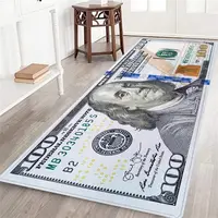 AISOON Washable $100 Bill Print Non-Slip Rubberback Floor Runner Rug - Modern Multicolor Design for Hallway, Bedroom, Entryway - Bedroom,Living Room,House,Entryway,Aesthetic Room Decor, Bedroom Decor