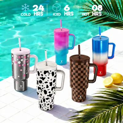 Ships from the USA Meoky 40oz Reusable Food Grade Stainless Steel Cup for School, Outdoor, Office, Portable Leak-proof Car Thermos Cup, Keeps Cold for 24 Hours, Insulated Travel Drinkware Tumbler.Father's Day Gifts,Deals For You,GraduationGift