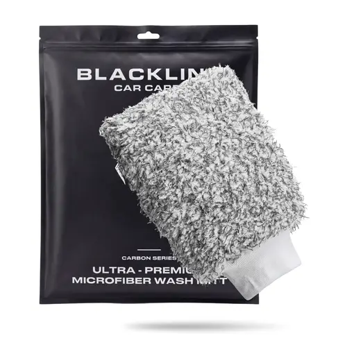 BLACKLINE Premium Rectangular Microfiber Car Wash Mitt - Large 9"x11", 70-30 Microfiber-Polyamide Blend, Edgeless, Elastic Cuff, Durable Reuse, Safe on Glass, Scratch-Free, Exceptional Absorbency, Protects Paint, Car Detailing Accessory