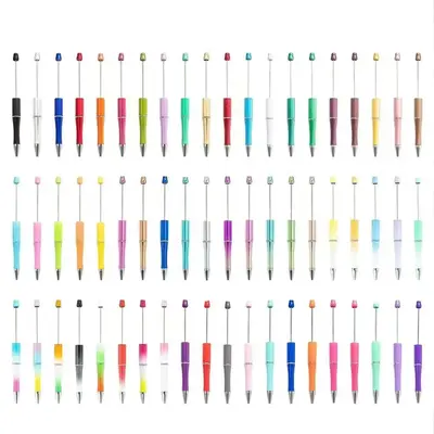 【P1] (Qty 10 for solid and print) Standard Beadable Pens - Black Ink, Durable Plastic, Easy DIY, Fun Creative Gift for Home Office School Business