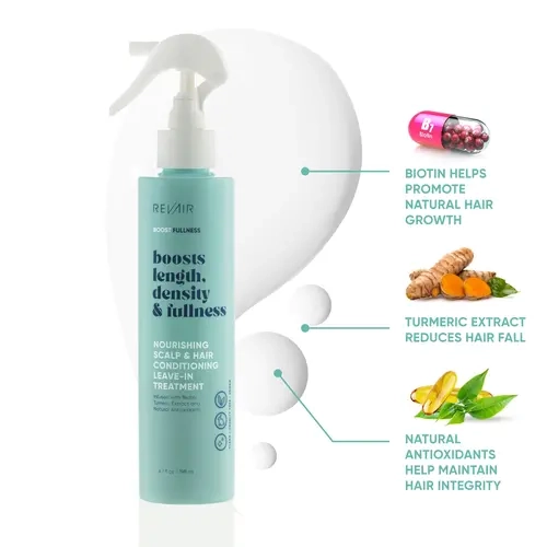 RevAir Boost Fullness Nourishing Scalp & Hair Conditioning Leave-In Treatment 6.7 oz Infused with Biotin Vitamin E Turmeric Extract for Strong Healthy Hair