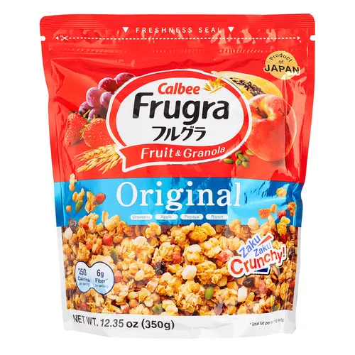 Calbee Frugra Fruit & Granola, Original (Strawberry, Apple, Papaya, Raisin), Reduced Sugar (Strawberry, Raisin) 350g