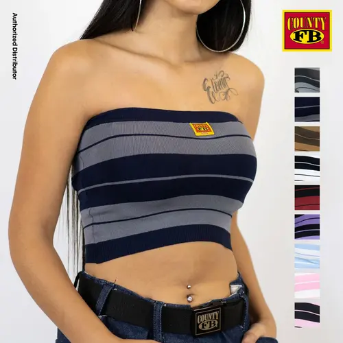 FB COUNTY Women's Charlie Brown Tube Top FBCOUNTY Girl's Tank Top Stripe Tank Tops Cute Sexy Party Hip Hop Chicano Fashion Biker LA Streetwear Harem