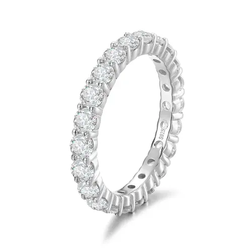 UCCIYO Women's 925 Sterling Silver Classic 3mm VVS1-VVS2 Round Artificial Moissanite Engagement Ring Band, Anniversary Pass Test Jewelry, Ideal for Proposal Gifts & Daily Wear【#R8】