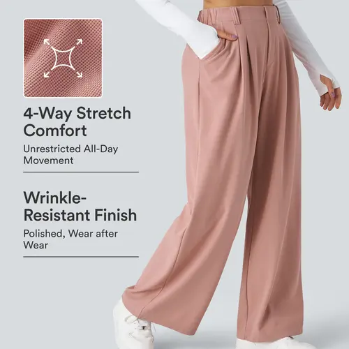 【Creator’s Pick】Halara Flex High Waisted Pocket Wide Leg Waffle Work Pants