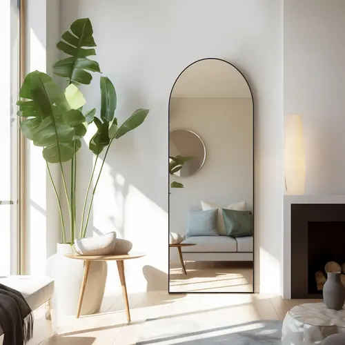 【Deals for you】Full Length Mirror, Floor Standing Mirror with Stand, Wall Aluminum Alloy Thin Frame Hanging or Leaning for Living Room Bedroom Cloakroom decorating