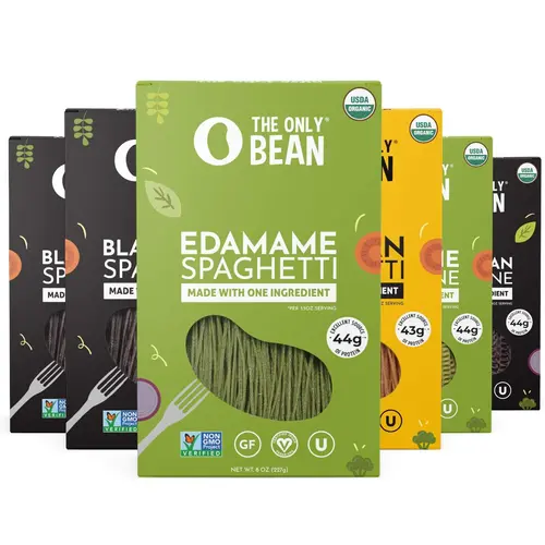 Organic Bean Pasta Variety Pack - Soy, Edamame, & Black Bean Spaghetti / Fettuccine (6 Pack) High Protein,Vegan, Low Carb