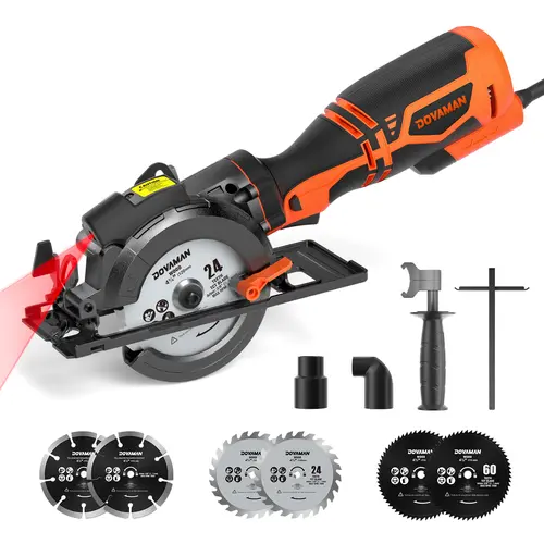#DealsForYouDays DOVAMAN Circular Saw, 5.8A 4-1/2" w/Laser, Auxiliary Handle, 6 Saw Blades(4½", 4¾") Max Cutting Depth 1-11/16", Wood, Soft Metal, Plastic, Tile-MCS01A,#Summervibes Concrete Cutter Saw Power Tools