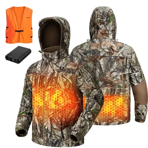 【Tidewe Hunting Season】TideWe Inferno Men's Camo Heated Hunting Jacket with Battery Pack heated jacket mens clothing