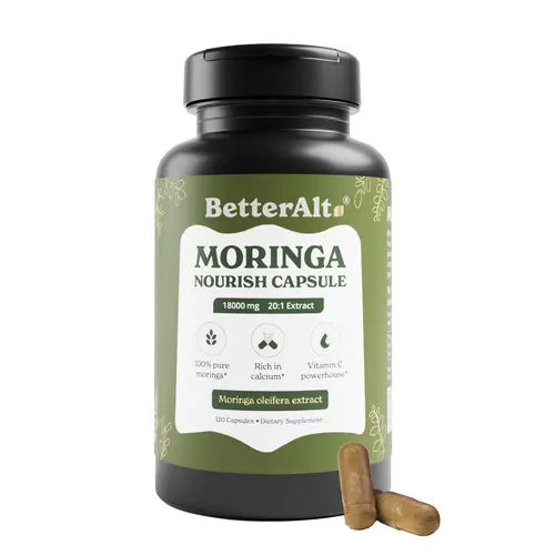 BetterAlt Flaca Moringa Capsules (900mg) | Calcium and Vitamin Powerhouse | Helps Boost Energy, Reduce Fatigue | Pure Oleifera Leaf Powder | 2-Month Pack