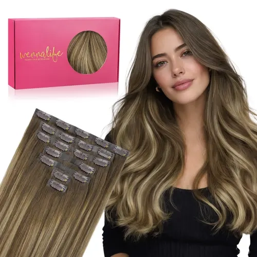 WENNALIFE Seamless Clip In Hair Extensions Human Hair 7pcs 130g to 150g 14in-22in Seamless Narrow Weft Flat Style Clip Ins #TikTokShopFallDealsForYou#sohochic