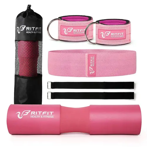 RITFIT 7-Pack Barbell Squat Pad - Home Gym Kit, Gym Stuff, Anti-Skid Exercise Machine Attachments with Fast Bar Setup, Quick-Slip Design, Easy Install, Matte Finish for Sweat Grip, Secure Hold Band, Resistance Accessory, Reduce Risks & Injuries