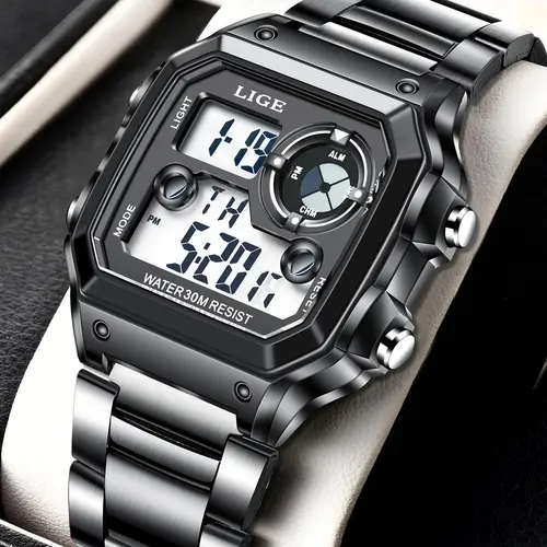 1 Piece Men's Waterproof Wristwatch With Stainless Steel Band With Box For Daily, Business, Work