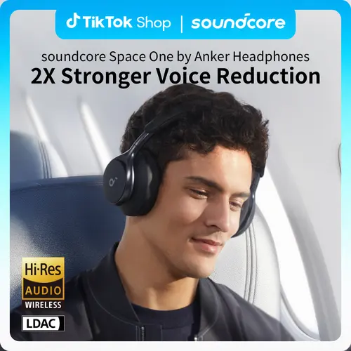 soundcore by Anker Over-Ear Wireless BT Headset - High Quality Noise Cancelling Headphones, 2X Stronger Voice Reduction, 40H ANC Playtime, App Control, LDAC Hi-Res Wireless Audio, Comfortable Fit, Distinct Calls, Bluetooth 5.3, Ideal for Journey