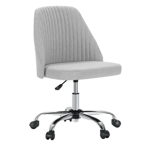 Sweetcrispy Modern Armless Ergonomic Computer Chair - Durable Sturdy Frame, Curved Backrest Design, Adjustable Height, 360° Spin Swivel Wheels, Single Seat, Easy Assembly, Ideal for Small Spaces Home Office Use