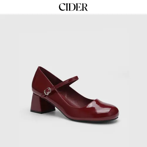 Patent Leather Chunky Heeled Mary Jane Shoes