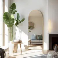 【Deals for you】 Full Length Mirror, Floor Standing Mirror Full Body Mirror with Stand, Wall Mirror Full Length Aluminum Alloy Thin Frame Hanging or Leaning for Living Room Bedroom Cloakroom Decor