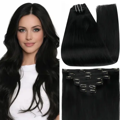 Full Shine Clip In Hair Extensions Real Human Hair 7 Pcs Natural Straight 10-28 Inch 100-220 Grams Easy Application for Women Hairpiece Silky Straight Remy Hair #DealsForYouDays