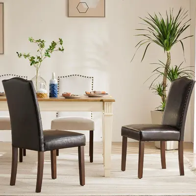 【Deals for you】Dining Chairs, Kitchen Chairs, High-end Upholstered Dining Room Chair with Nailhead Trim and Wood Legs, Contemporary Collection Modern Style for Kitchen, Living Room, Dining Room