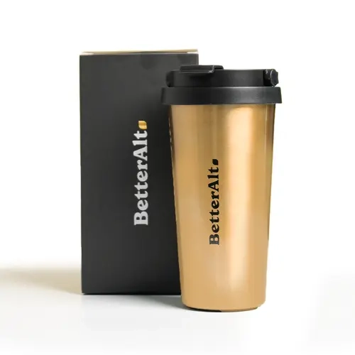 BetterAlt Stainless Steel Tumbler | Vacuum-insulated Portable Drinkware with Strainer | White/Grey, 17oz Flasks Cover