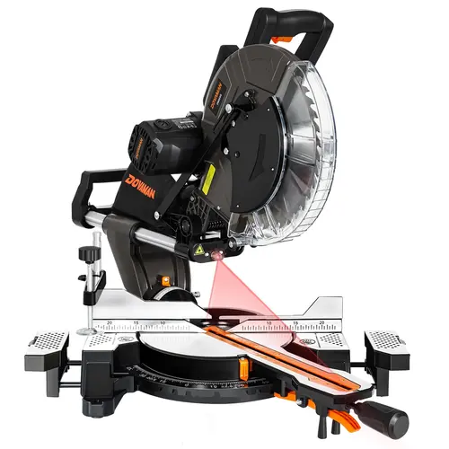 【ToolUpgrade】DOVAMAN 12-Inch Dual-Bevel Miter Saw with 15A Motor, 3800RPM, Ambidextrous Operation, 4.2x13in Cutting Capacity, Laser Guide, 0-45° Bevel & Miter Cuts, Ideal for Construction Work & Home Improvement (Full Kit Included)