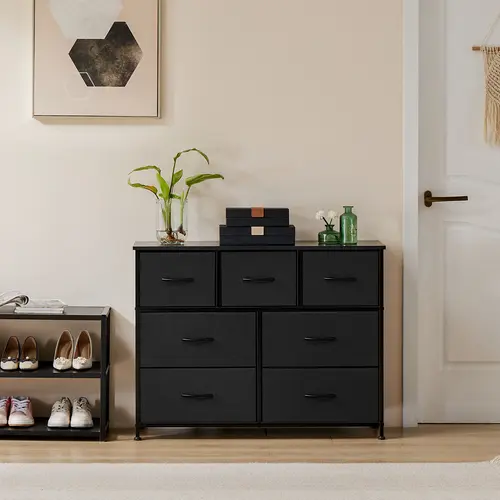 Sweetcrispy 7-Drawer Fabric Storage Tower - Drawer Dresser Organizer, Bedroom Furniture, Closet Organization, Small Space Living Storage Containers, Minimalist Room Solution