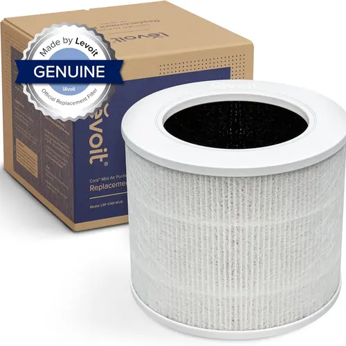 Levoit Core Mini HEPA Filter Replacements - 1 Pack White 3-in-1 System, Activated Carbon Element, Nylon Pre-Filter, Improved Filtration, Trap Household Odors, Allergy Support (Fits Core Mini Only)