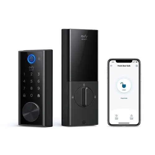 eufy Security Smart Lock S230 - BHMA Certified IP65 Weatherproof Wifi Door Lock, Keyless Biometric Fingerprint Keyed Padlock for Front Door, Easy Installation, Remote Access App, 1-Year Battery Life | Spingtok, Biometric Keyed Padlocks