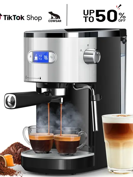 COWSAR Espresso Machine 20 Bar, Semi-Automatic Coffee Maker with Milk Frother Steam Wand, Nespresso Capsule Compatible, 45 oz Removable Water Tank for Cappuccino, Latte, Home,1350W summerwins