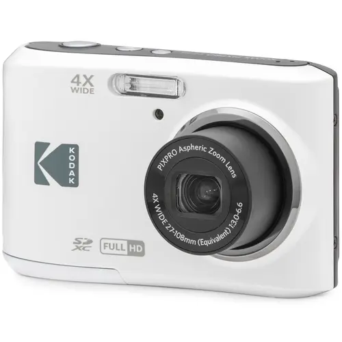 Kodak PIXPRO FZ45 Mini Plastic Casual Point & Shoot Camera - 16MP Wide-Angle, 2.7" LCD, 1080p Full HD Compact Digital, USB Micro Compatible, Batteries Included, White FZ45WH Handheld for Family Moments