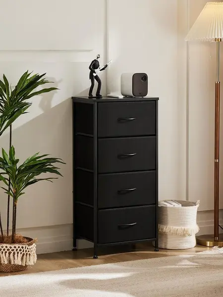 【Summer Sale】Sweet Furniture S 4-Drawer Skinny Fabric Dresser - Indoor Furniture Cupboard with Modern Vertical Drawers and Storage, Bedroom Decor Accent Sideboard for Home Apartments