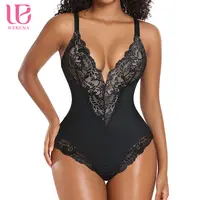 Werena Wireless Lace Tummy Control Bodysuit Shaping Waist Bodysuit For Women Shapewear Tops