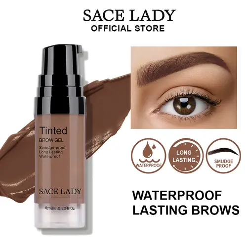 SACE LADY Long Lasting Waterproof Pigmented Tinted Eyebrow Gel - Eyebrow Styling Gel, 01 Light Brown, Flawless Makeup Kit with Makeup Brushes Set for Adults (SummerFinds)