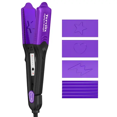 Terviiix 4-in-1 Hair Crimper with 4 Interchangeable Plates, Keratin & Argan Oil Infused Ceramic Hair Iron, Volumizing Crimping Iron , 5 Heat Settings 280–430°F, Auto Shut Off, Dual Voltage
