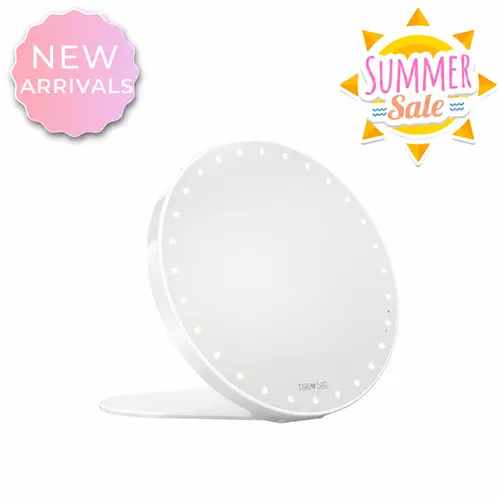 RIKI LOVES RIKI SUNNY Portable LED Makeup Mirror with Suction Mount Warm & Cool Color Temperature Adjustable 56 LED Lights for Flawless Visibility Travel Ready Design