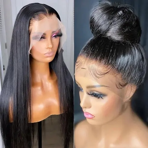 Bling Hair Straight 360 Lace Frontal Human Hair Wigs HD Transparent Lace Melt All Skins Wig Raw Virgin Hair 150% Density backtoschool, Hd Lace Wig, Natural Look