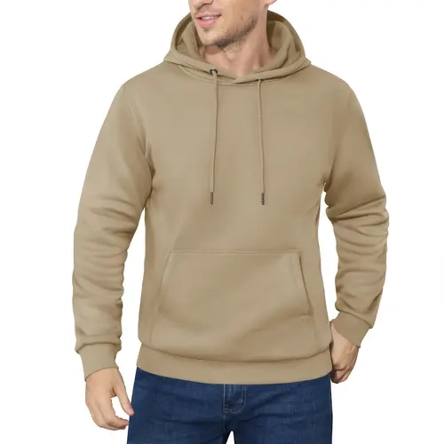 MAGCOMSEN Men's Fleece Lined Hoodie - Soft Cotton-Polyester Ribbed Fabric, Everyday Fit Pullover with Kangaroo Pocket & Drawstring, Breathable Anti-Shrink Casual Top for Gym, Hiking