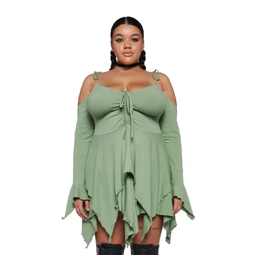 Plus F Is For Fairies Handkerchief Dress - Sage