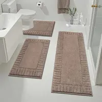 [Deals for You Days] HEBE Bathroom Rugs Sets 3 Piece Bathroom Shower Rugs with U-Shaped Contour Toilet Mat Absorbent Microfiber Plush Bath Mats Non Slip Bath Rugs Machine Washable Shaggy Bath Mat Set summerwins